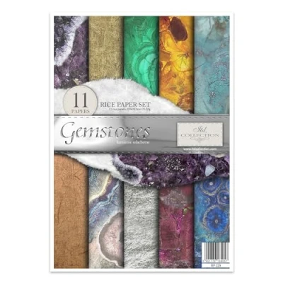 Image of ITD Collection Rice Paper Creative Set, A4, for Decoupage, Sheets 29.7 x 21 cm, Multi Coloured (Gemstones)
