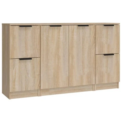 Image of vidaXL Sideboards 3 pcs Sonoma Oak Engineered Wood