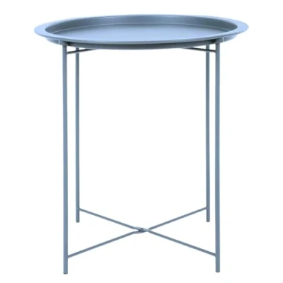 Image of Trendi® Round/Metal Folding/Side Table Tray Top Light/Portable/Coffee/Night Stand Living Room Home Furniture