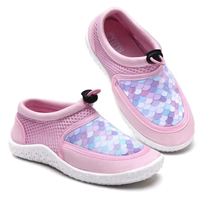 Image of Water Shoes Kids Toddlers Girls Swim Beach Aquasport Barefoot Non Slip Wetsuit for Swimming Pool Park(Fish Scales,34)