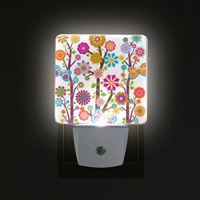 Image of hengpai Flora LED Night Light Auto Sensor Smart Dusk to Dawn Decorative Plug for Kids Bedroom Bathroom Kitchen Hallway Stairs
