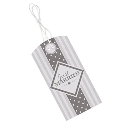Image of Neviti Vintage Style Wedding Luggage/Favour Tags White/Silver Pack of 10