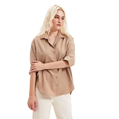 Image of Trendyol Women Basic Oversize Shirt Collar Woven