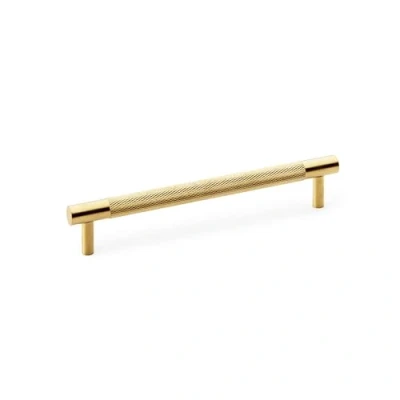 Image of 160mm Satin Brass Knurled Cupboard Handle Cabinet Door Drawer Pull Wardrobe Furniture