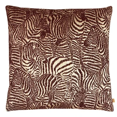 Image of Kai Hector Zebra Jacquard Rectangular Feather Filled Cushion Brown Viscose One Size