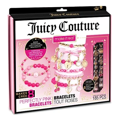 Image of Make It Real Juicy Couture Perfectly Pink Friendship Bracelet Making Kit Kids DIY Jewellery with Charm and Beads Gifts for Girls