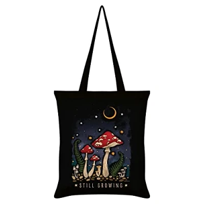 Image of Magical Mushrooms Still Growing Tote Bag Black 32x44cm