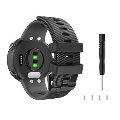 Image of MoKo Strap Compatible with Garmin Forerunner 45/Swim 2, Soft Silicone Adjustable Replacement Watch Band Wristband, Black