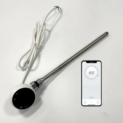 Image of Greened House 600w Wifi Electric Smart Heating Element for Towel Rails and Radiators with LED touchscreen Thermostat/Timer Energy Efficient (White)