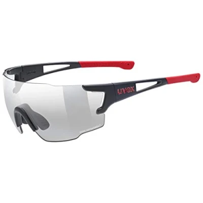 Image of uvex Sportstyle 804 V Sports Sunglasses for Men and Women Self Tinting Lenses Anti Fog Technology Black Matt Red/Smoke One Size
