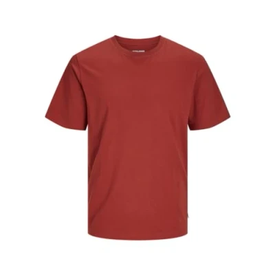 Image of JACK &amp; JONES Men&#039;s Jjeorganic Basic Tee SS O Neck Noos T Shirt, Red Ochre, XS