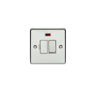 Image of Enhance Decorative Switched Fuse Spur With Neon Polished Chrome Finish White Trim