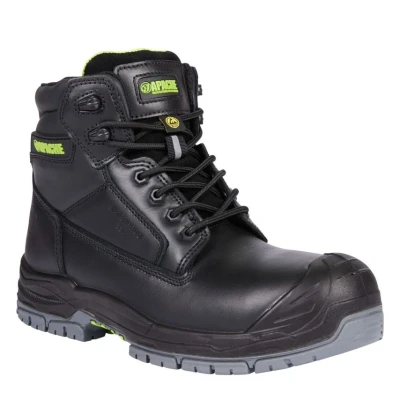 Image of Apache Cranbrook Waterproof Safety Boot Black Size 13 UK 100% Non Metallic ESD Standards Full Grain Leather Durable Outsole