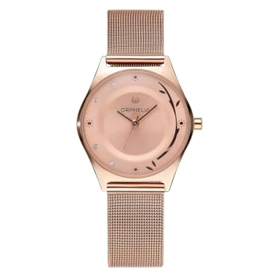 Image of Orphelia Opulent Chic Women&#039;s Quartz Watch with Rose Gold Dial Analogue Display and Stainless Steel Strap 12603