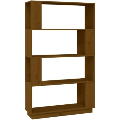 Image of vidaXL Book Cabinet/Room Divider Honey Brown 80x25x132 cm Solid Wood