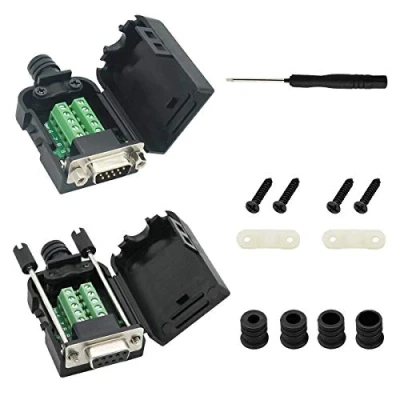 Image of Youmile 2PCS DB9 D SUB Connector 9Pin Male And Female 2 ROW Terminals Adapter Breakout PCB Board For DIY With Slotted screwdriver + Wire Cover