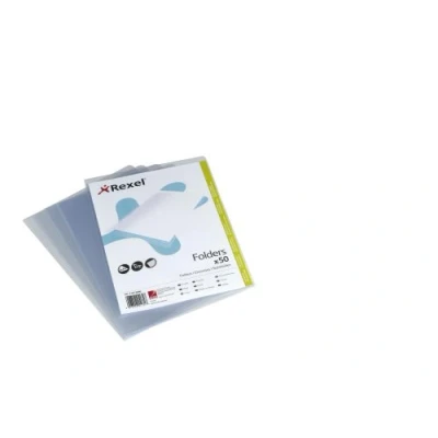 Image of Rexel Economy A4 Document Folder, Glass Clear, 120mic, Cut Flush, Copy Safe, Pack of 50, 21673090