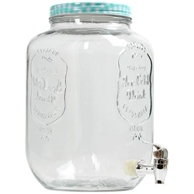 Image of 8 Litre Large Barrel Clear Glass Jar Cocktail Beverage