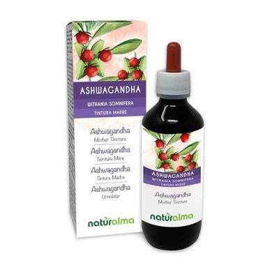 Image of Ashwagandha or Indian Ginseng (Withania somnifera) Roots Alcohol Free Mother Tincture Naturalma Liquid Extract Drops 200 ml Food Supplement Vegan