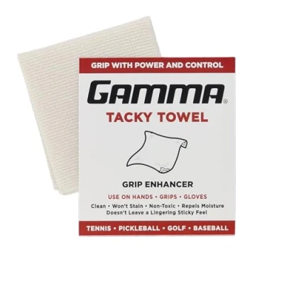 Image of GAMMA Sports Tacky Towel, Non Toxic, Grip Traction Enhancer, Ideal for Tennis, Golf, Baseball, Basketball, Football, Softball, Pickleball, USTA Approved Tournament Play, 8&quot;x5&quot;