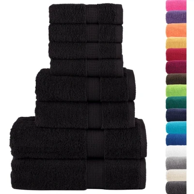 Image of vidaXL 8 Piece Premium Towel Set SOLUND Black 600 gsm