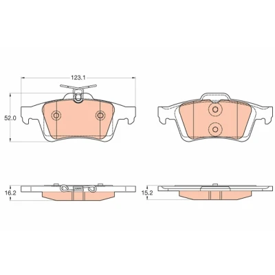 Image of 1809259, 1820122, 2613321, MEAV6J2M008AA, MEAV6J2M008BA Brake pad set TRW GDB2033 not prepared for wear indicator FORD: FOCUS 3, 3 Turnier