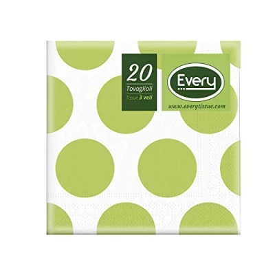 Image of Every e243 d100 Tissue Napkin, Paper, Green, 24 x 0.54 cm, 20 units