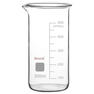 Image of stonylab Glass Beaker, 1 Pack Borosilicate Graduated Tall Beaker with Pouring Spout Lab 500 ml
