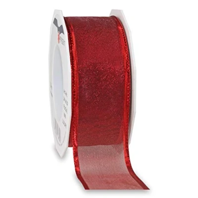 Image of Präsent Luxury Wired Organza Ribbon Silver 25 mm Width, 20 m Length
