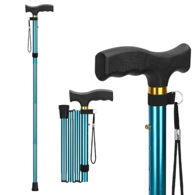 Image of supregear Walking Stick Adjustable Height Folding Sticks, Flexible Lightweight Travel Cane, Collapsible Balancing Mobility Aid for Men Women, Floral Purple