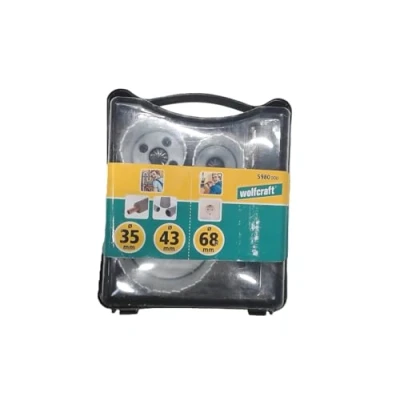 Image of wolfcraft “Renovation Bi Metal Hole Saw Blade, 4 Pcs. I 5980000 For wood, plastics, metals and drywall materials, Ø 35, 43, 68 mm, cutting depth 40 mm