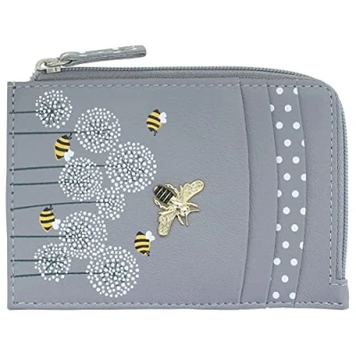 Image of Mala Leather Moonflower Collection Coin Purse/Card Holder RFID 4249_56 Grey