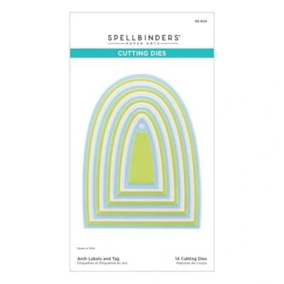 Image of Spellbinders S5 624 Arch Labels and Tag Etched Dies from The Sealed 3D Botanicals Collection
