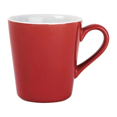 Image of Olympia Cafe Flat White Cups in Red 170ml Chip Proof, Dishwasher and Microwave Safe, Durable Hotel Restaurant Café Tea Coffee Mugs Pack of 12