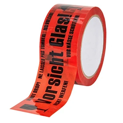 Image of baytronic PP Warning Tape Caution Glass 66 m x 50 mm, 32μ, Red (1 Roll)