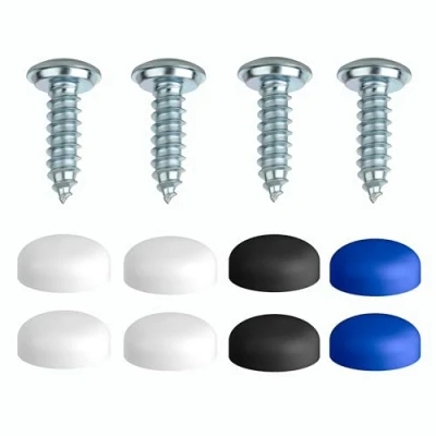Image of Number Plate Screws Set of 4 4.8 x 16 mm with Caps [Discreet Safe Legal] Attachment Including Cover Mounting