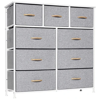 Image of LYNCOHOME Chest of Drawer Bedroom, 9 Drawers Dresser with Deep and Large Drawers, Fabric Storage Easy to Assemble, for Kids room, Living Closet