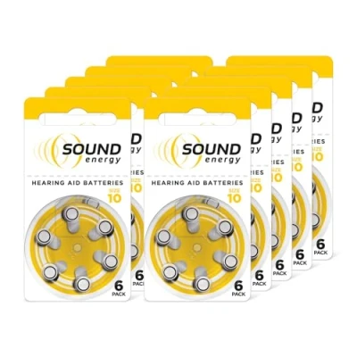 Image of Energizer Sound Energy Hearing Aid Batteries, Size 10, Pack of 60 Amazon Exclusive