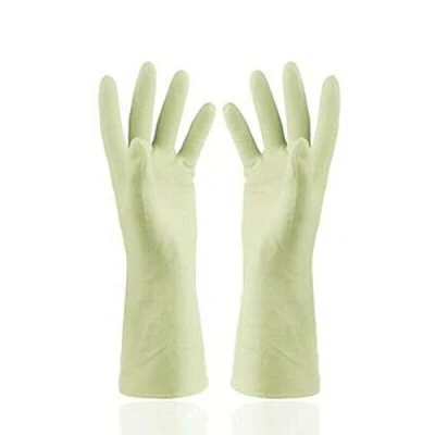 Image of Cut Resistant Protective Silicone Rubber Dish Washing Gloves Scrubber Cleaning (green)