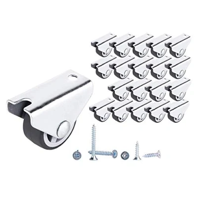 Image of (Pack of 20) 30 mm Small Wheel Castors Rubber Wheels Fixed Casters Heavy Duty Non Swivel Furniture with Mounting Plates Screws Included (20)