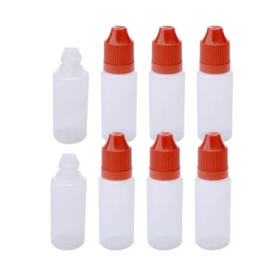 Image of Pxyelec Pack of 10 Empty Plastic Squeezable Eye Liquid Dropper Bottles with Childproof cap Red (15ML)