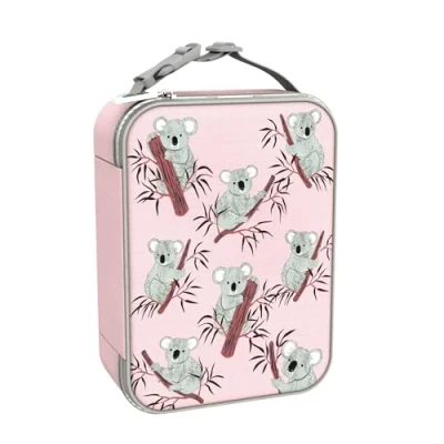 Image of Ion8 Koalas Design Lunch Bag, Easy Access 3 Sided Zip, Write On Name Patch, Freshness &amp; Insulation for 6 Hours, Elasticated Mesh Pocket Bottles, Machine Washable, Polyester Material, Pink