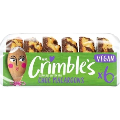 Image of Mrs Crimble&#039;s Gluten Free Vegan Choc Covered Coconut Macaroons, Premium Quality &amp; Certified from Gluten, Wheat Vegetarian Friendly, Pack of 6 (195g)