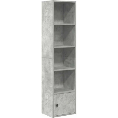 Image of vidaXL bookcase concrete grey engineered wood bookshelf/display cabinet 31x24x127 cm freestanding shelf unit living room/office