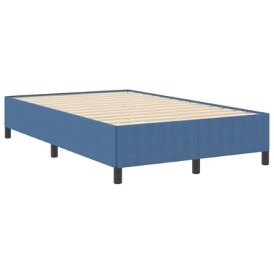 Image of vidaXL Bed Frame Blue Fabric, Metal 120x200 cm Contemporary Platform, Durable Wood Frame, Indoor Bedroom Furniture