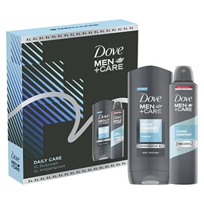 Image of Dove Men+Care XL Daily Care Duo body wash and anti perspirant Gift Set perfect gifts for him 2 pieces, White