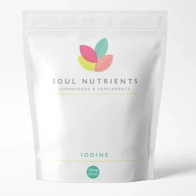 Image of Iodine 150mcg 30 Tablets Max Strength Natural Source of from Potassium Iodide Pregnancy Health &amp; Thyroid Supplement Vegan UK Made GMP Approved Stocking Filler