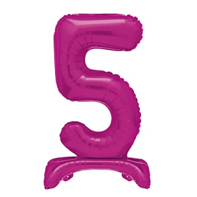 Image of Unique 12875 Giant Standing Foil Number 5 Balloon 76 cm Hot Pink
