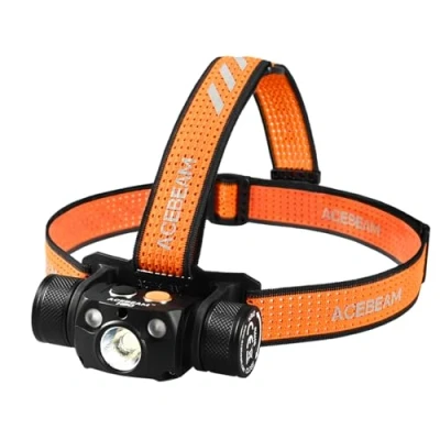 Image of ACEBEAM H30 Headlamp Max 4000 Lumens 6500K + Red Green Lights, Rechargeable Power Bank Flashlight with USB C,Good for Reading Camping Running Hiking