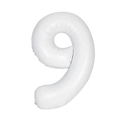 Image of Giant Foil Number 9 Balloon 86 cm Matte White